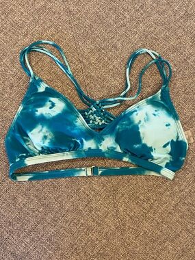 Teal Tie-Dye String Bikini Top